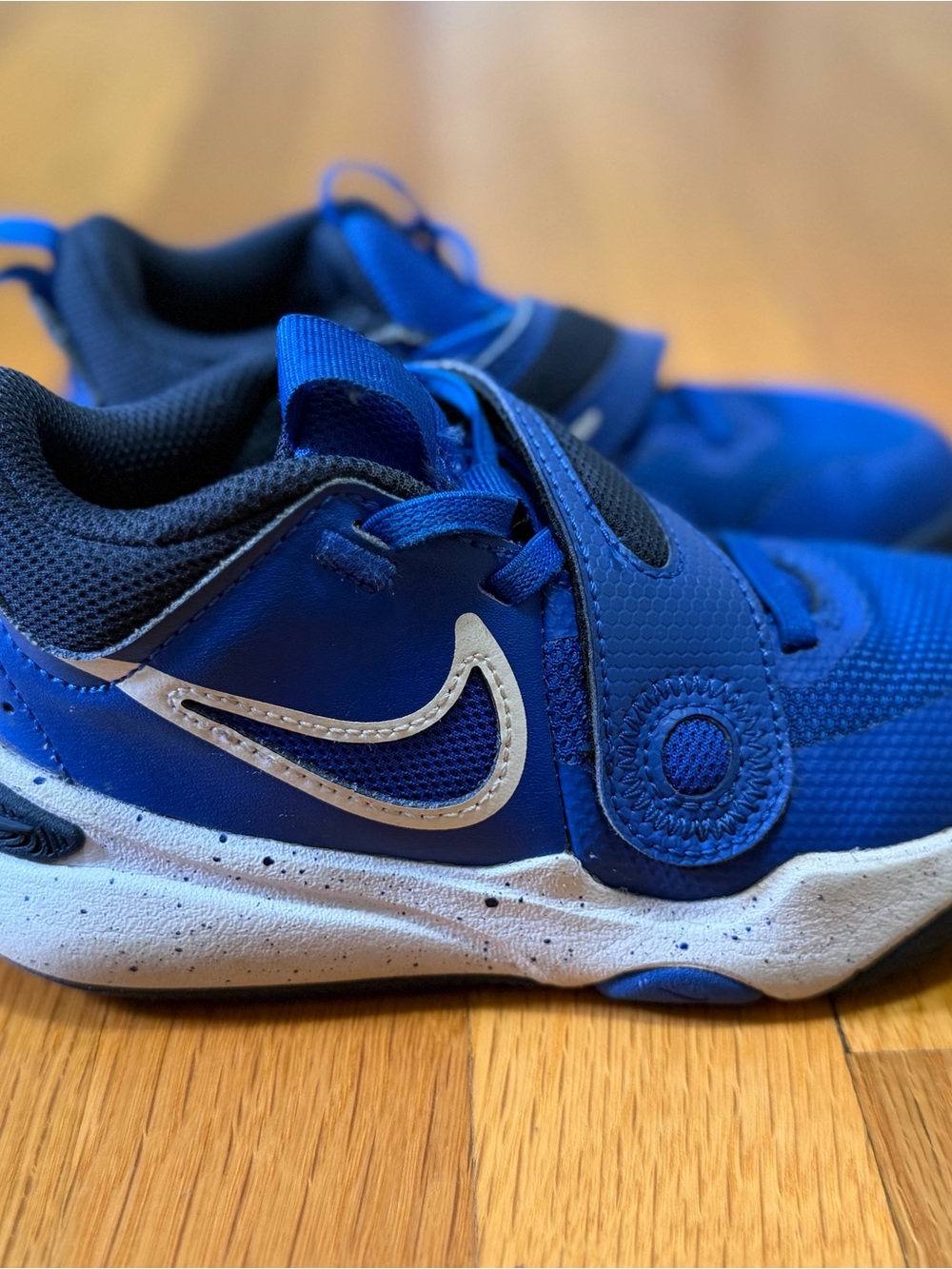 Nike Kids Royal Blue Velcro Strap Sneakers with White Swoosh